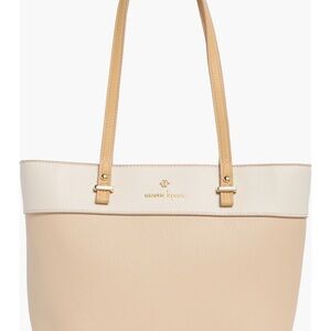 🆕 👛 - *HP* Nanette Lepore Cream and Tan Color-Blocked Tote (Still in plastic)